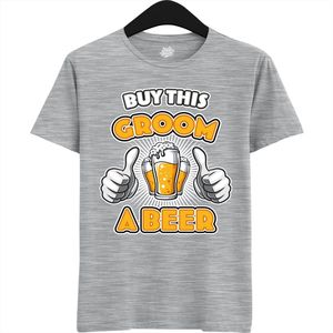 Buy This Groom A Beer | Vrijgezellenfeest Cadeau Man - Groom To Be Bachelor Party - Grappig Bruiloft En Bruidegom Bier shirt Amazon - Trefwoorden - T-Shirt - Unisex - Heather Grey - Maat 4XL