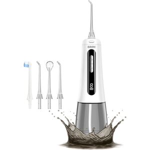 BMN® Premium Waterflosser - Monddouche - Elektrisch Flosapparaat - Waterdicht - 4 Opzetstukken - 4 Standen - Wit