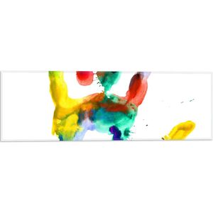 Vlag - Kleurrijke Handafdruk tegen Witte Achtergrond - 60x20 cm Foto op Polyester Vlag