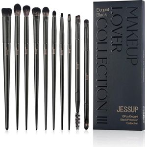 Penseelset make-up ogen make-up kwasten 10 stuks oogmake-up kwastenset oogschaduw borstel oogschaduw blender eyeliner wenkbrauwen penseel elegante collectie zwart