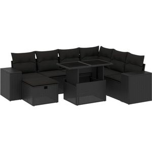 vidaXL Loungeset - 8-delig - Poly Rattan - Zwart