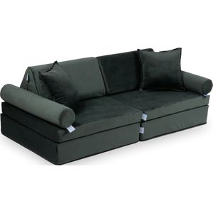Mini Modulaire bank - Speelsofa- Velvet - Graphite Comfort (inclusief 2 bolsters en 2 kussens)