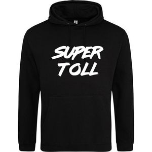 SUPER TOLL Hoodie | Sweater | Capuchon | Trui | Hooded | Print | Zwart | Maat S