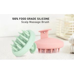 Haarborstel 2Stuk - Scalp Massager - Scalp Brush - Premium Siliconen - Haar Borstel - Hair Brush - Haarverzorging - Soins capillaires - Anti Roos - Haargroei - Hoofdhuid Massage- Brosse à cheveux - Beige- Groen