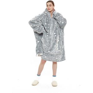 Dames Hoodie Deken Flanel Fleece Pullover met Mouwen - Knuffelige Oversized Sweatshirt Deken