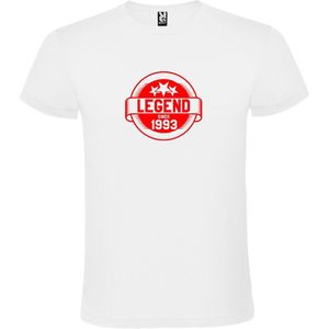 Wit T-Shirt met “Legend sinds 1993 “ Afbeelding Rood Size S