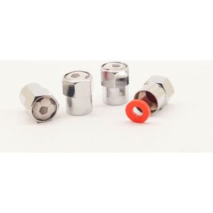 Schrader (auto) ventiel - Zilver voetbal aluminium met afdichting