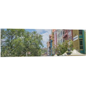 WallClassics - Vlag - Gekleurde Huisjes op Curacao - 120x40 cm Foto op Polyester Vlag