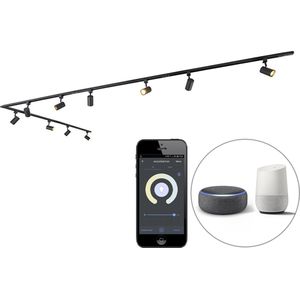 QAZQA jeana - Moderne LED Smart Spot railsysteem verlichting, railverlichting incl. wifi - 10 lichts - L 500 cm - Zwart - Woonkamer | Slaapkamer | Keuken