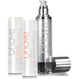 BHAVE - Rescue Pakket - Moederdag cadeautip! - Rescue Shampoo + Rescue Conditioner + Riot Control Oil - Perfect voor beschadigd haar - Bescherming en herstel van het haar - Ideale glans