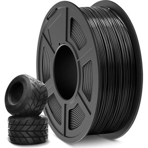 Flexibel TPU Filament 1KG 1.75mm- Maatnauwkeurigheid +/- 0.03mm - Hoge Vloeibaarheid Elasticiteit - Zwart