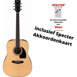 Ibanez Akoestische gitaar Naturel met handige Akkoordenkaart