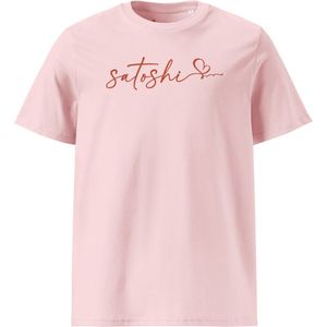Satoshi Love - Bitcoin T-shirt - Unisex - 100% Biologisch Katoen - Kleur Roze - Maat S | Bitcoin cadeau| Crypto cadeau| Bitcoin T-shirt| Crypto T-shirt| Crypto Shirt| Bitcoin Shirt| Bitcoin Merch| Crypto Merch| Bitcoin Kleding