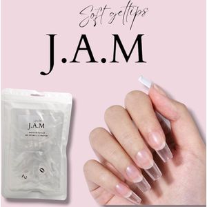 J.A.M - Medium Square Soft Gel Tips - Nepnagels - Gelnagels - plaknagels met lijm - Square Nagels - press on nails 100% soak - off - square Nagel tips - square nail tips - Full Cover 240 Stuks Transparant / Clear Tips - lijm