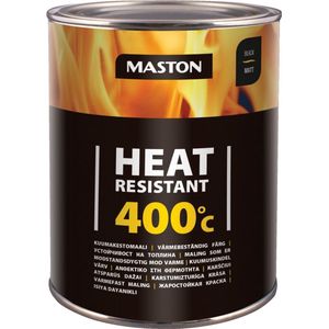 Maston Heat Resistant 400°C - Mat - Zwart - Hittebestendige Verf - 1 liter
