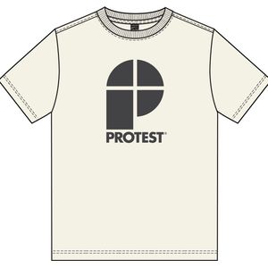 Protest Classic Logo T-Shirt – T shirt Heren – Korte mouwen – Ronde hals – Seashelloffwhite