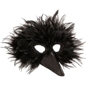 Widmann - Grappig Veren Masker Vogel, Zwart - Zwart - Carnavalskleding - Verkleedkleding