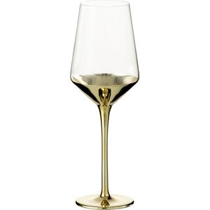 J-Line wijnglas - glas - goud - 4 stuks - woonaccessoires