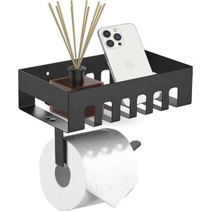 Toiletrolhouder Materiaal Roestvrij staal voor Badkamer Keuken Toilet (Zwart)