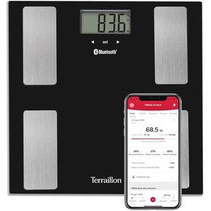 Slimme Personenweegschaal met Bluetooth – 8 Gebruikers – Capaciteit 160 kg – Zwart