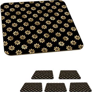 Onderzetters voor glazen - Patronen - Bloemen - Goud - 10x10 cm - Glasonderzetters - 6 stuks