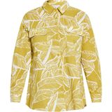 usha - Midi Jurk - Katoen - Bladerenprint - Korte Mouwen - V-hals