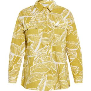 usha - Midi Jurk - Katoen - Bladerenprint - Korte Mouwen - V-hals