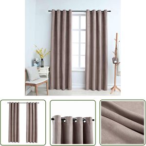 The Living Store Gordijnen Suede-Touch - Taupe - 140x175cm - 100% Polyester