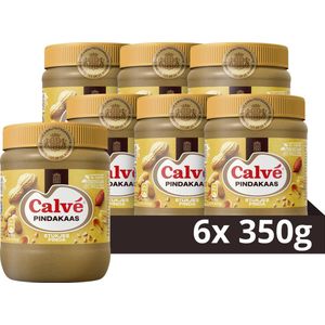 Calve Pindakaas met stukjes pinda - 6 x 350 gram - Voordeelverpakking