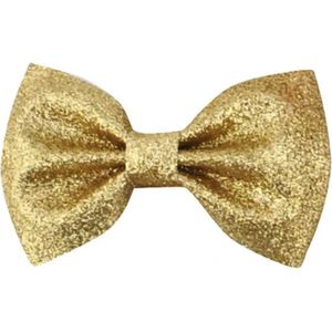 CHPN - Haarclip met strik - Glitter strik voor in haar - Glitter haarspeld - Goudkleurige Haarspeld met Stijlvolle Strik - Haarclip - Kerst haarspeld