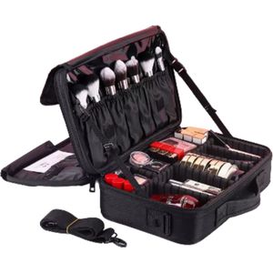 Make Up Koffer Zwart Cosmetica Koffer 35x23.5x12cm Visagie en Nagelstyliste Koffer