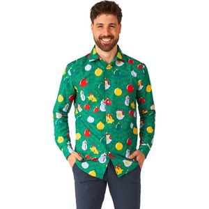 Suitmeister Kerstboom Shirt - Heren Overhemd - Kerstfeest Kleding - Groen - Maat: XL