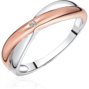 Rafaela - Donata - Ring - Zilver/Roségoud - 925 Sterling Zilver - Diamant