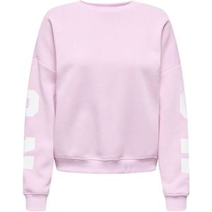 Only Trui Onlsweat Back/sleeve Print Swt 15356793 Fuchsia Pink/birch Flor Dames Maat - XS