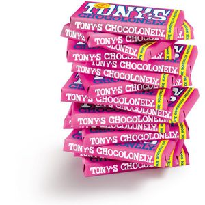 Tony's Chocolonely Witte Chocolade Reep Framboos Knettersuiker - 15 x 180 gram