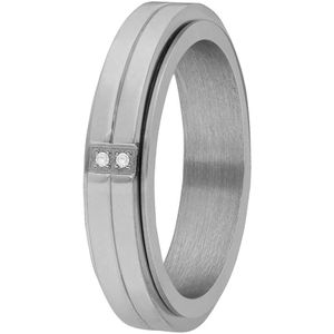 Lucardi Unisex Gerecycled stalen anxiety ring - Ring - Staal - Zilverkleurig - 19 / 60 mm