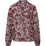 Blouse - Chiffon - All-over Print - Vrouwelijke Kraag met Ruches