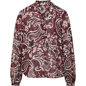 Blouse - Chiffon - All-over Print - Vrouwelijke Kraag met Ruches