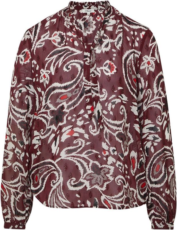 Blouse - Chiffon - All-over Print - Vrouwelijke Kraag met Ruches