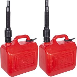 CM Jerrycan/benzinetank - 2x - 5 liter - knalrood - Brandstof jerrycans/benzinetanks - met flexibele schenktuit