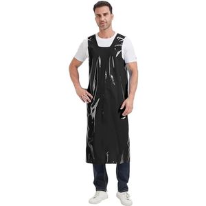 Unisex waterdichte schort lichtgewicht TPU werkschort werkschort voor keuken, industrie, reiniging - zwart