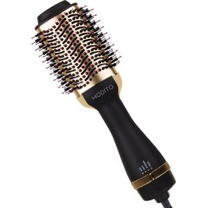 Modito 3-in-1 föhnborstel - Keramische magic brush - Airstyler - Krullen/lang/stijl - 1000W - Zwart/goud