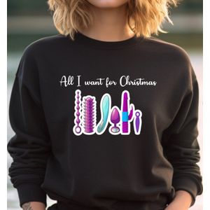 Dames Sweater- Vibi Foute kerstrui- All i want for Christmas. Ondeugende kersttrui-Maat M- kerst sweater
