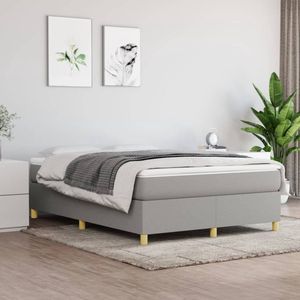 The Living Store Boxspringbed - Bedframe lichtgrijs - 193 x 140 x 35 cm - Pocketvering matras - Middelharde ondersteuning - Huidvriendelijk topmatras - Multiplex lattenbodem - 1 x bedframe 1 x matras 1 x topmatras