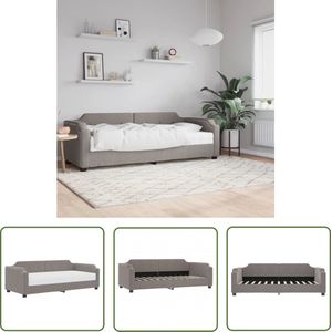 The Living Store Slaapbank 2-in-1 - Taupe - 223x90x66.5 cm - Schuimmatras - Duurzame stof