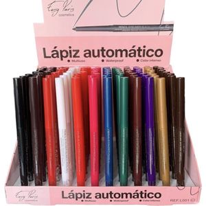 Easy Paris - Set met 12 kleuren - Oogpotlood en Lippotlood, draaibaar / Automatic Pencil Eyeliner Lipliner - Waterproof - Zwart Roodbruin Rood Wit Helder Rood Fel Roze Blauw Groen Bruin Paars Goud Donker Bruin