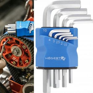 9-delige set korte inbussleutels van staal S2