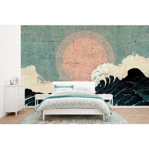 Vintage - Zee - Golven - Zon - Behangpapier