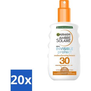 Garnier - Ambre Solaire - Invisible Protect Refresh - Transparante Bronze Zonnebrandspray - SPF 30 - 200 ml - Bulkverpakking - 20 stuks