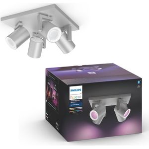 Philips Hue Argenta Opbouwspot - White and Color Ambiance - GU10 - 4 x 5,7W - Aluminium - Bluetooth